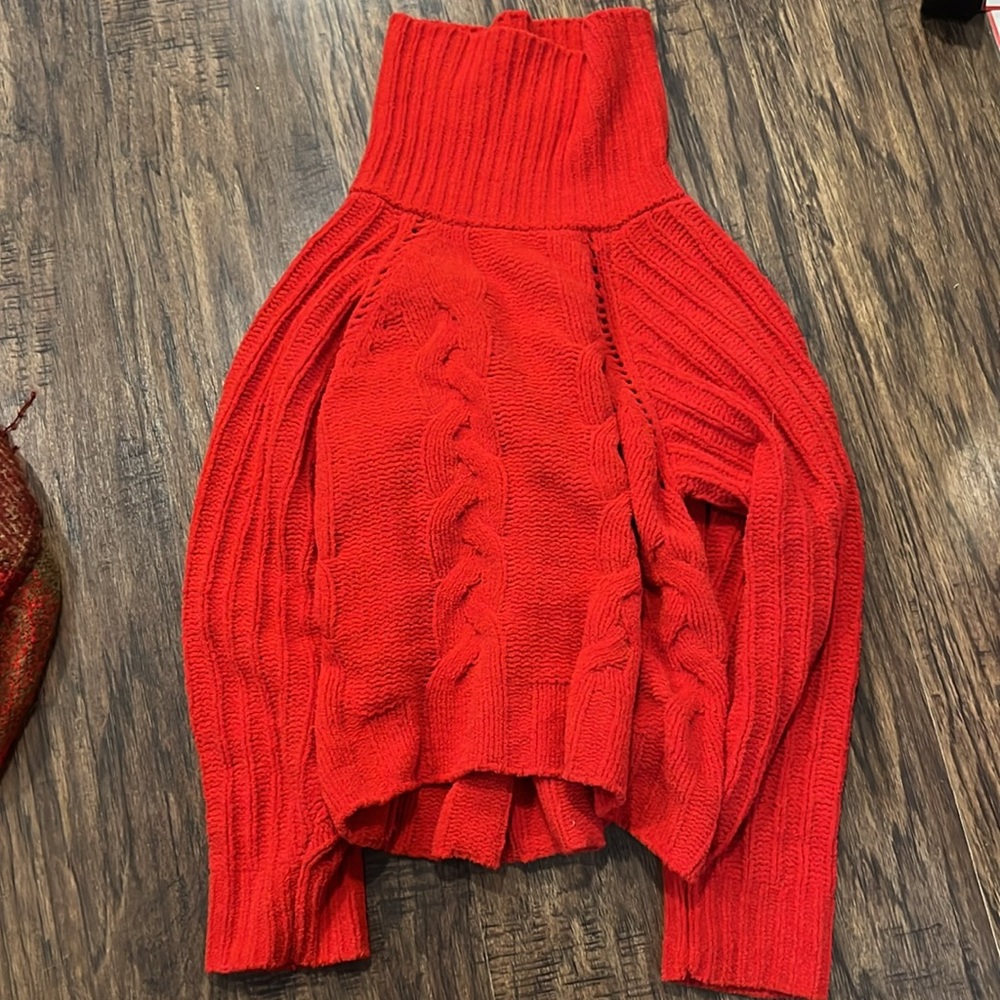 Red knit (warm!!) turtleneck sweater